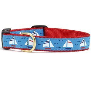 Size XSmall Under Sail Premium Nautical Ribbon Dog Collar by Up Country
